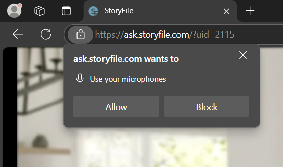 Microsoft Edge permission prompt